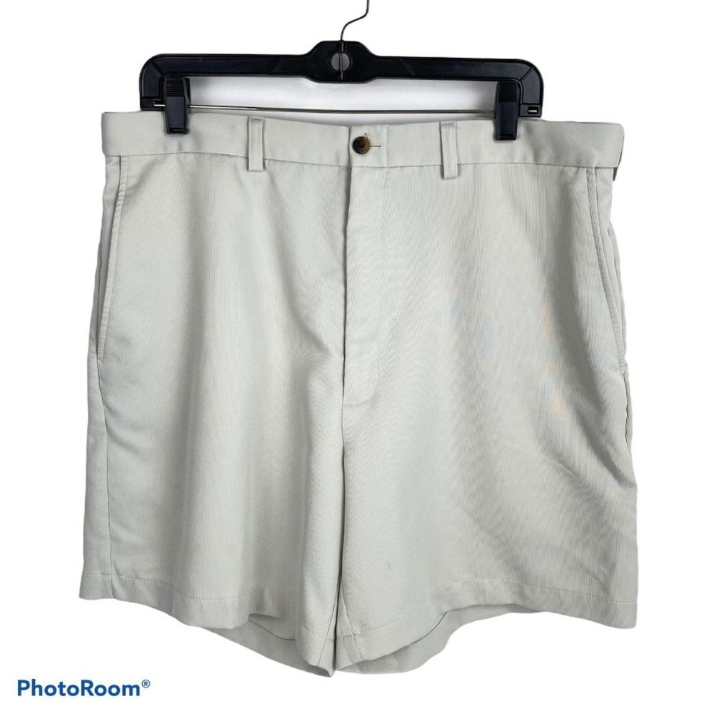 Hagger Tan Flat Front Shorts 37